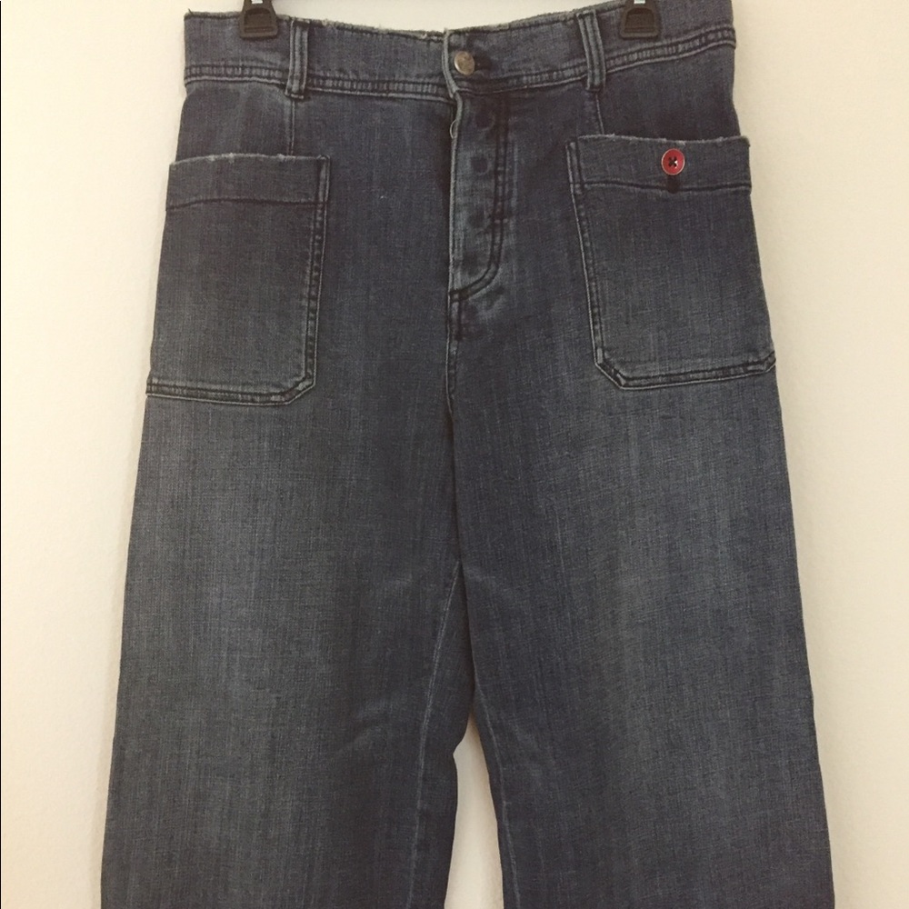 Anthro denim cropped flares